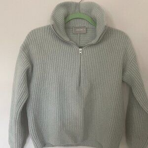 Everlane Half Zip Sweater XXS in Mint Green